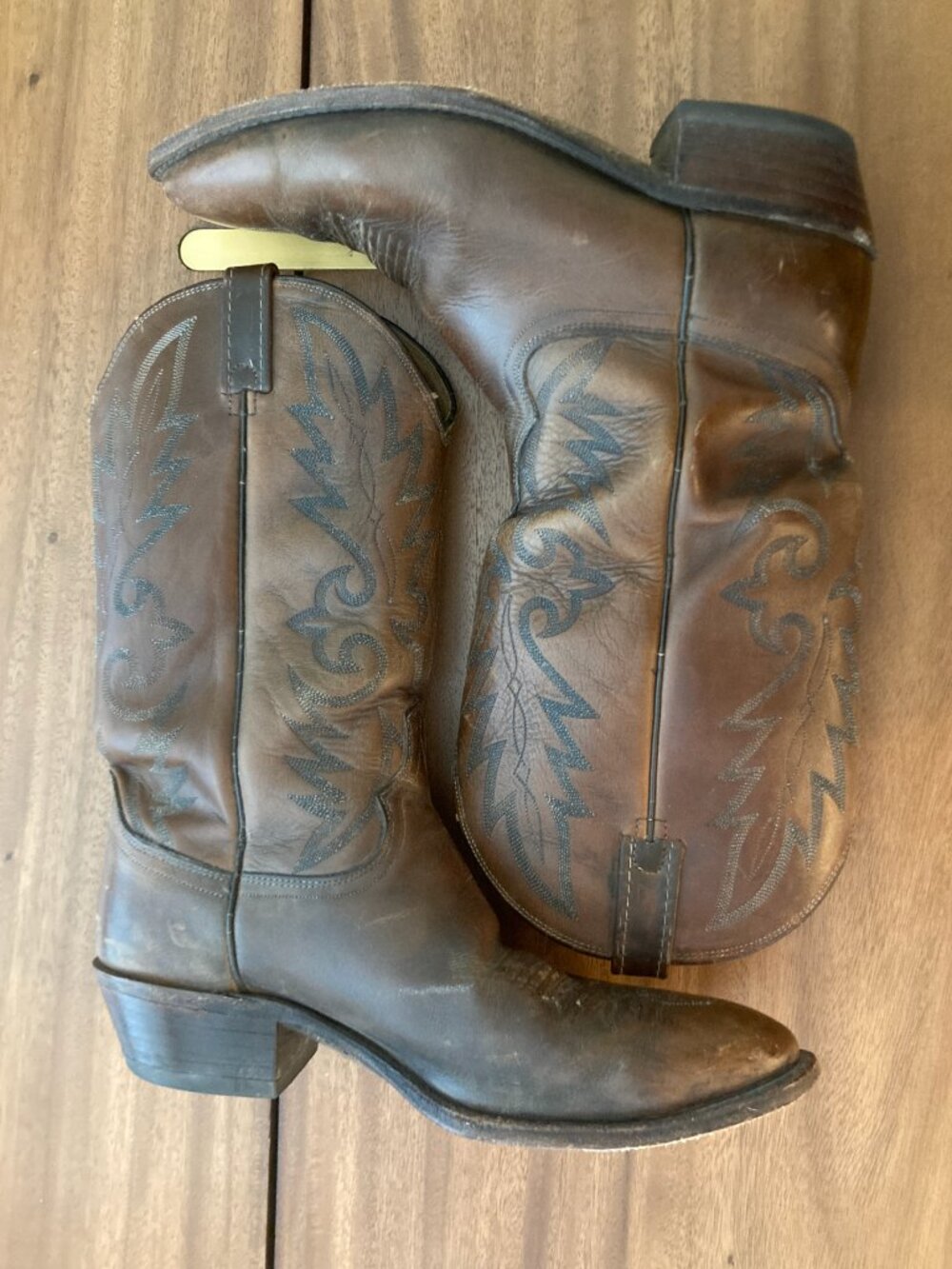Dan Post Boots / Vintage Antique Tan Napa / Size 12R - Picture 8 of 16